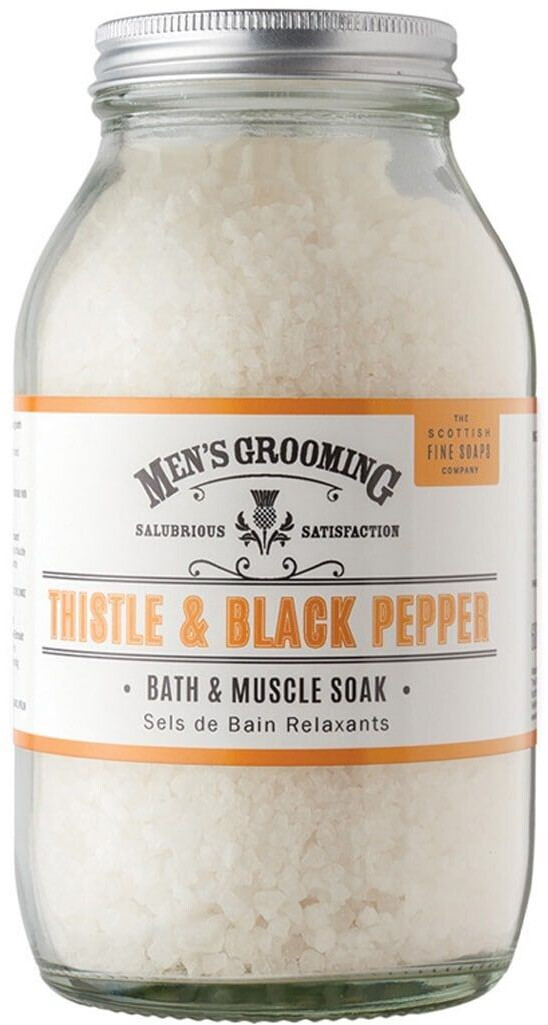 Scottish Fine Soaps Men's Grooming Thistle & Black Pepper Soothing Bath Salt for Men (600g)