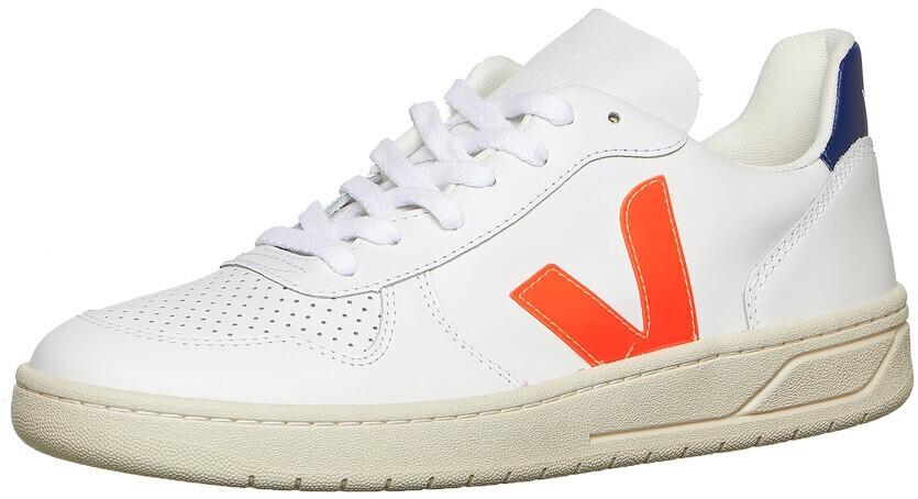 Veja V-10 Leather extra white/orange fluorescent/cobalt