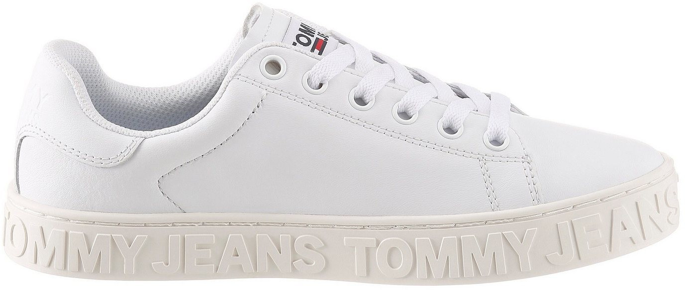 tommy hilfiger essential trainer with text logo in white