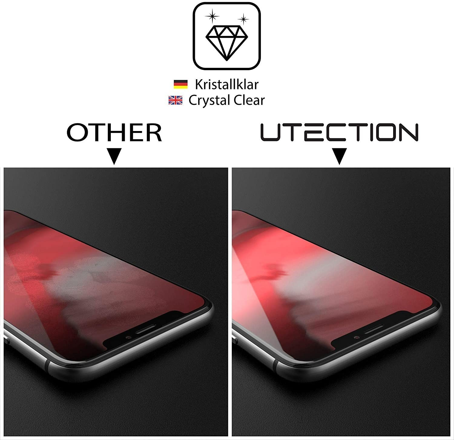 UTECTION 2X Vetro Temperato 3D Full Cover Per IPhone 11 Pro/X/XS – Protezione 9H