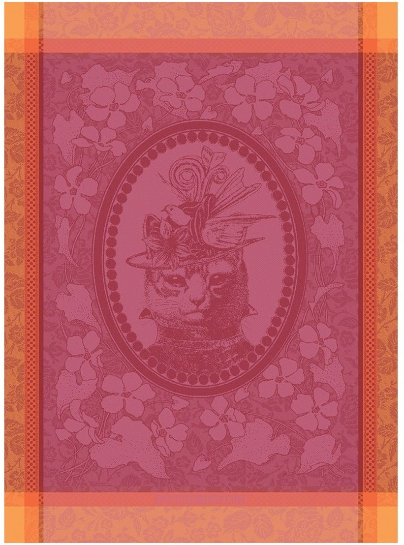 Garnier-Thiebaut Dish Towel Madame Chat Rose 56 x 77 cm