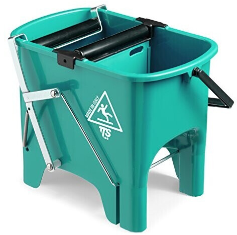 TTS Cleaning bucket Squizzy 15 L with two roller presses with integrated pedal and partition