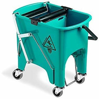 TTS Cleaning bucket Squizzy Roll 15 L with two roller presses with integrated pedal, partition and 50 mm swivel castors