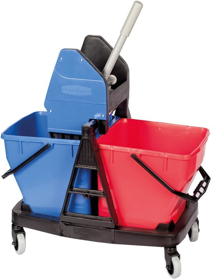 Rubbermaid Sani Duo with press cleaning trolley 2 removable buckets