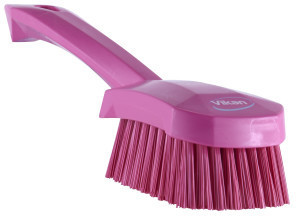 Vikan Hand brush with short handle, hard, 27 cm pink