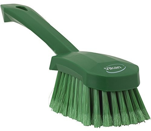 Vikan Hand brush with short handle, soft / split, 27 cm green