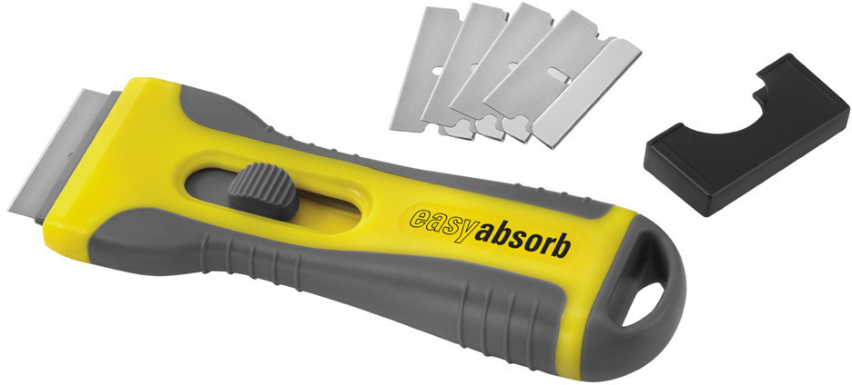 easyabsorb Glass scraper with soft grip handle, yellow / gray