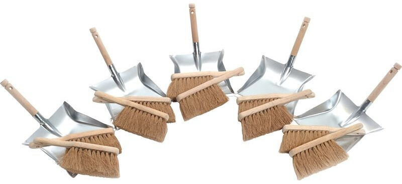 Sorex Dustpan set with wooden handle consisting of 10 hand brushes and 5 dustpan