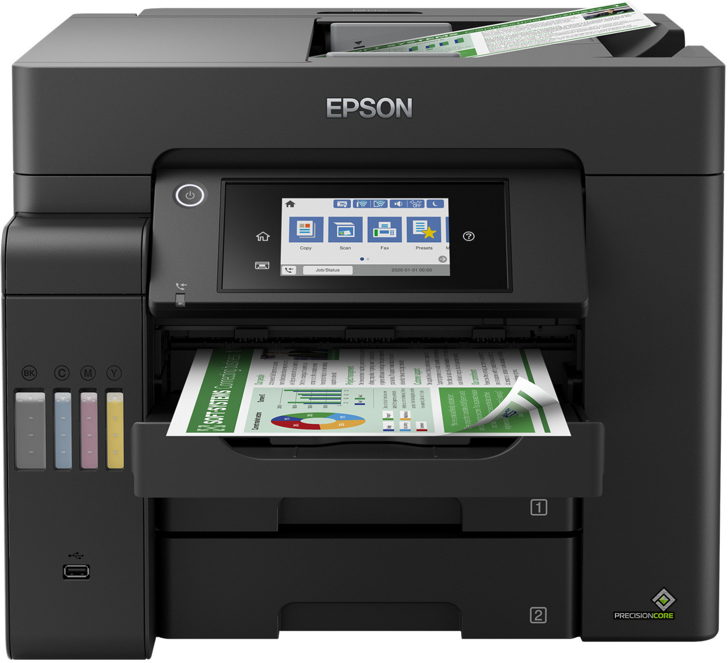 Epson Imprimante EcoTank ET-2856 Blanc, avec réservoirs, Multifonction  3-en-1: recto verso / Scanner / Copieur, A4, Jet d'encre couleur, Wifi  Direct