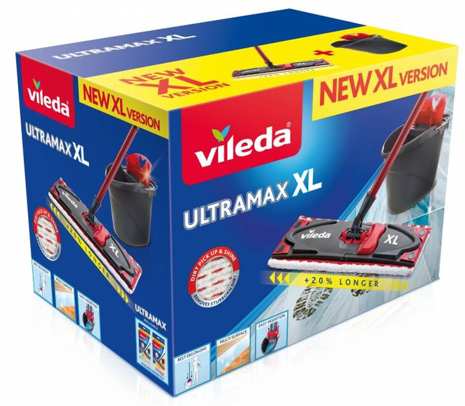Vileda Ultramax Turbo XL, housse XL pour une grande surface de