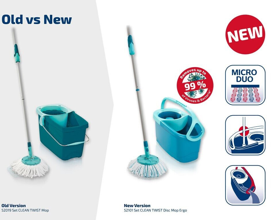 Leifheit Clean Twist Disc Mop mopa, fregona y cubo Tanque individual Azul