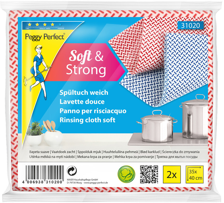 Peggy Perfect Dish cloth soft, 2-pack