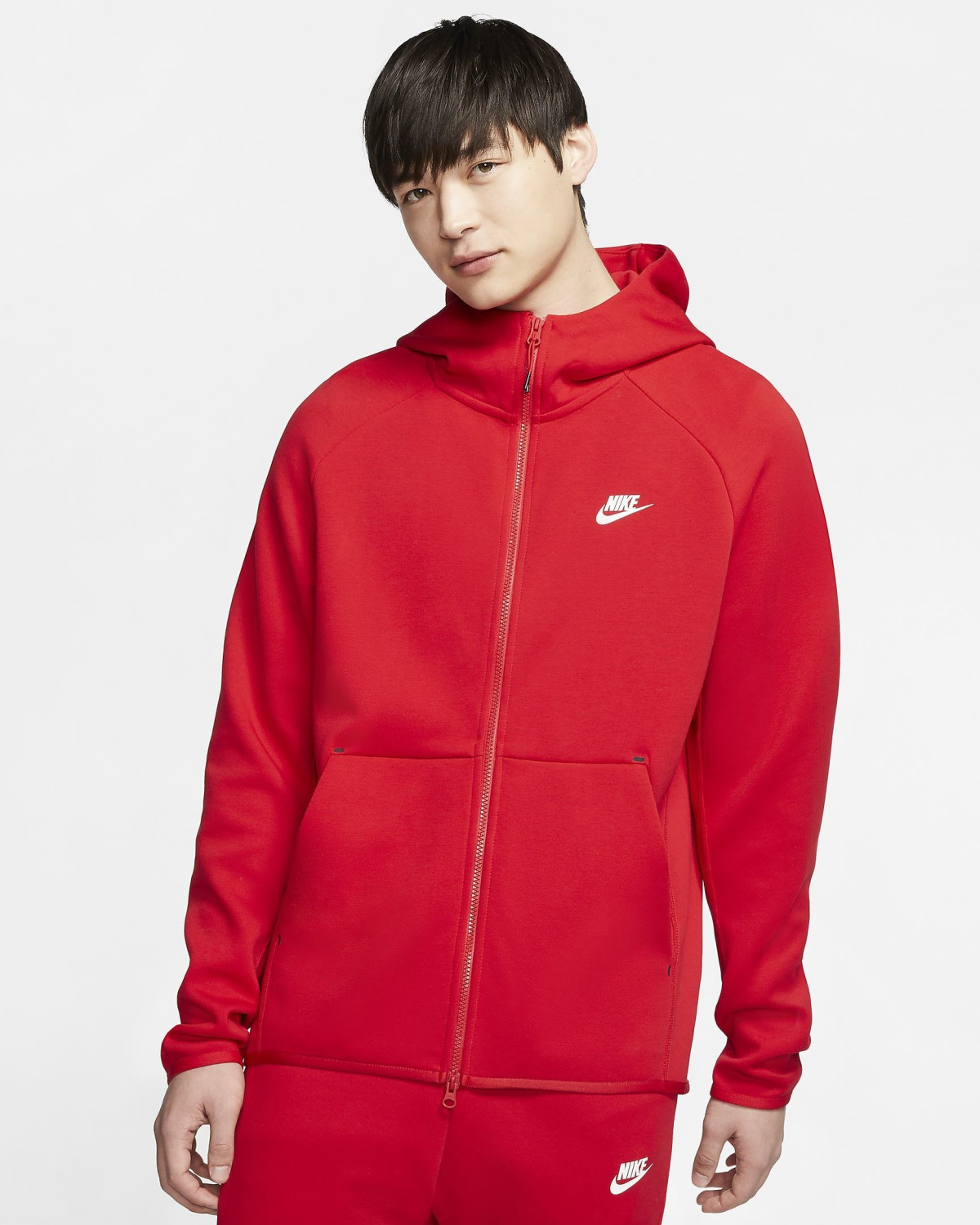 Nike Men's Full-Zip Hoodie Tech Fleece (928483) University Red/White