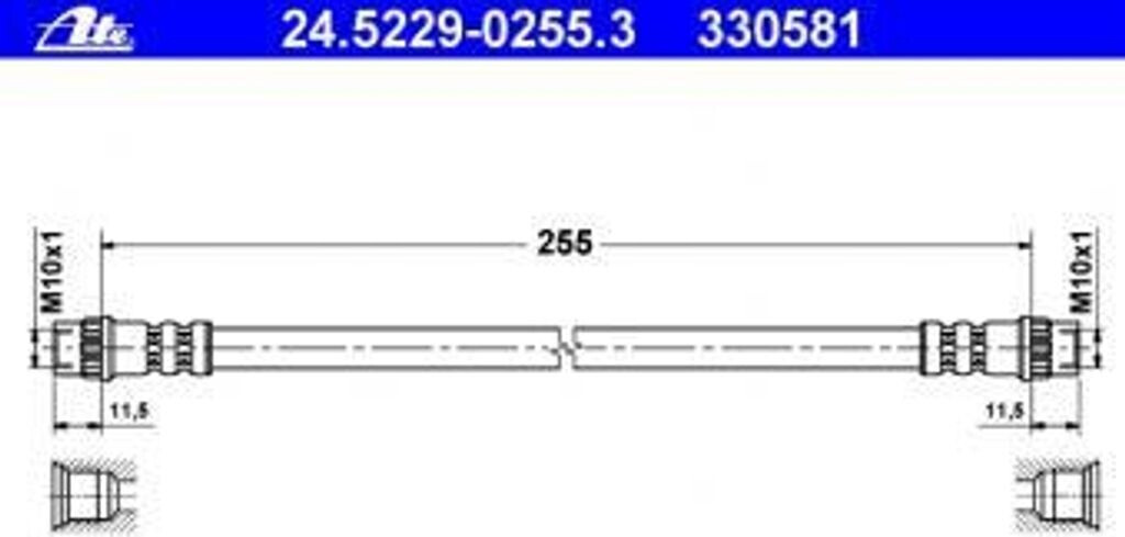 ATE Bremsschlauch 24.5123-0545.3 - 545mm Mit M10x1 Gewinde
