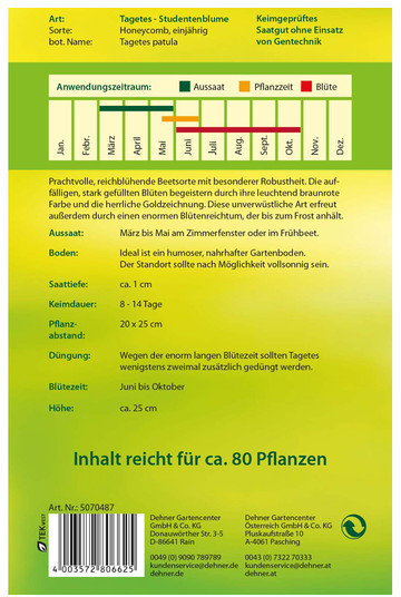 Dehner Dehner Tagetes Honeycomb, Gelb,Dunkelrot - back view