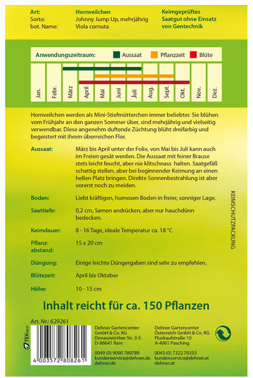 Dehner Dehner Hornveilchen Johnny Jump Up, Gelb,Lila - back view