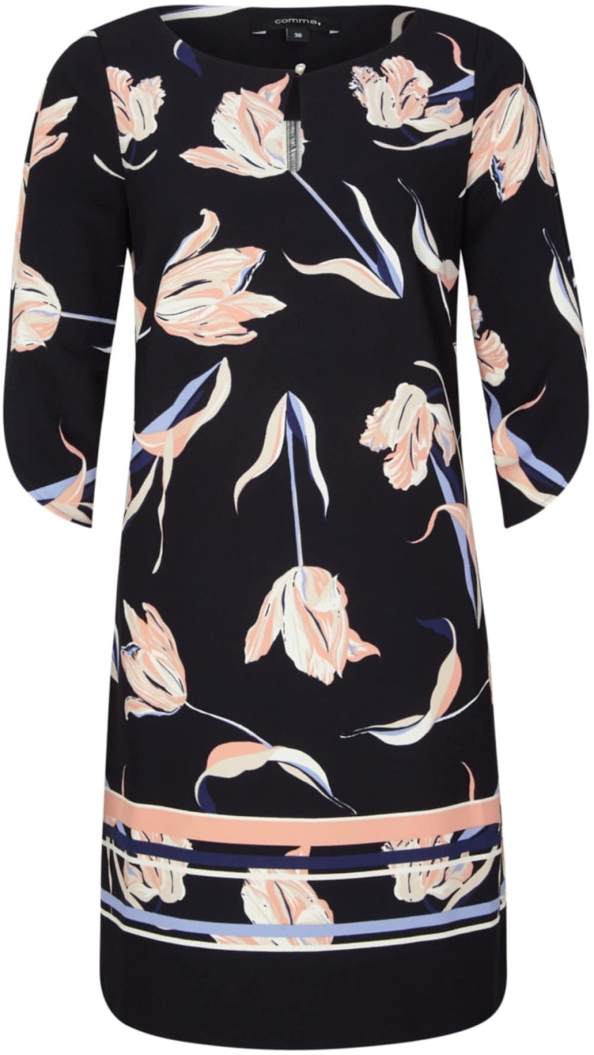 Comma Crêpe Dress (85.899.82.1038.59D0) navy flower print
