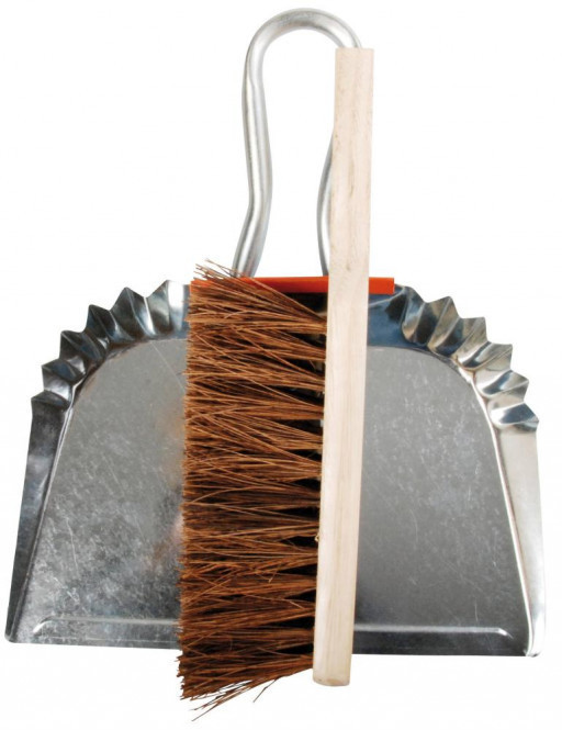 Esschert Design dustpan and hand brush made of zinc, approx. 30 cm x 8.6 cm x 36 cm
