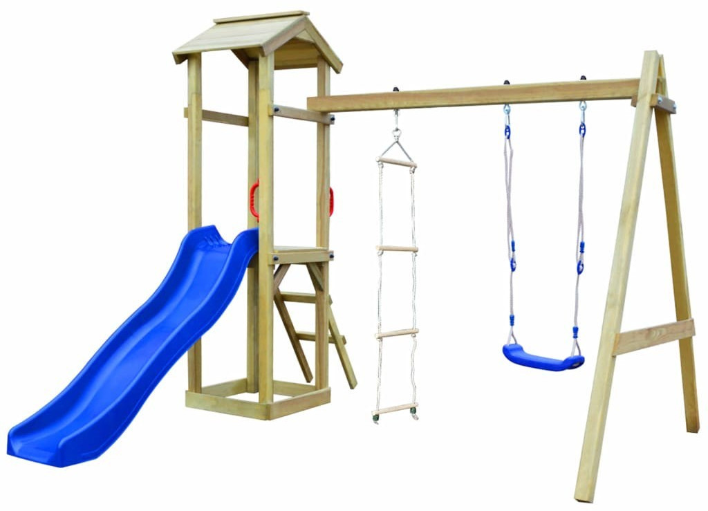 VidaXL Maison de jeu et toboggan balançoire bois FSC 242 x 237 x 218 cm