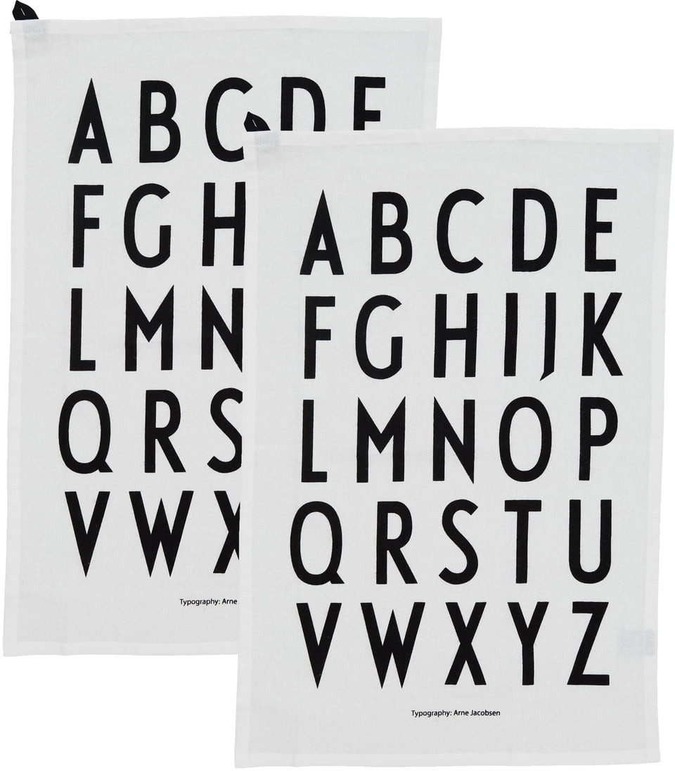Design Letters Tea Towel Classic Set 2 pcs white