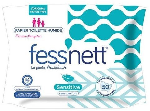 Fess'Nett Papier toilette humide Sensitive (50 lingettes) au meilleur prix  sur