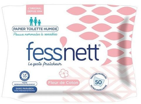 Delta Pronatura Papier toilette humide fleur de coton (50 lingettes)
