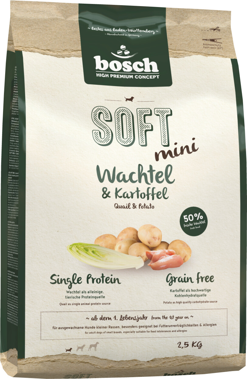 bosch HPC Soft Mini dog quail & potato dry food 2.5kg
