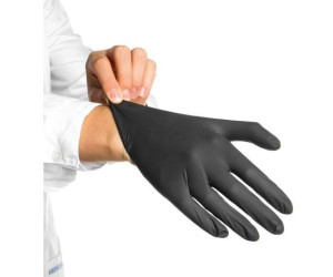 Vivezen Boite de 100 gants jetables noirs en nitrile, non poudrés
