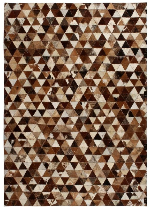 vidaXL Brown leather strips rug 120 x 170 cm
