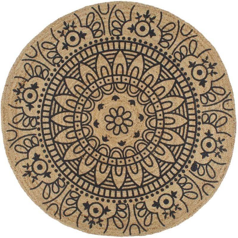 VidaXL Round beige rug mandala print 150 cm