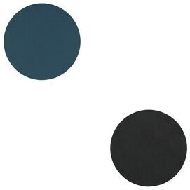 LINDDNA Glass coasters round Double Nupo dark blue / Nupo black (set of 4)