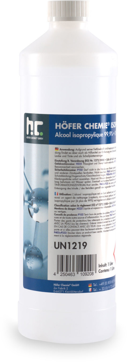 Höfer Chemie Isopropanol 99,9% 15 x 1 Liter ab 79,95