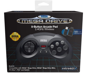 Retro Bit Sega Mega Drive 8-Button Arcade Pad 2.4GHz Wireless Black
