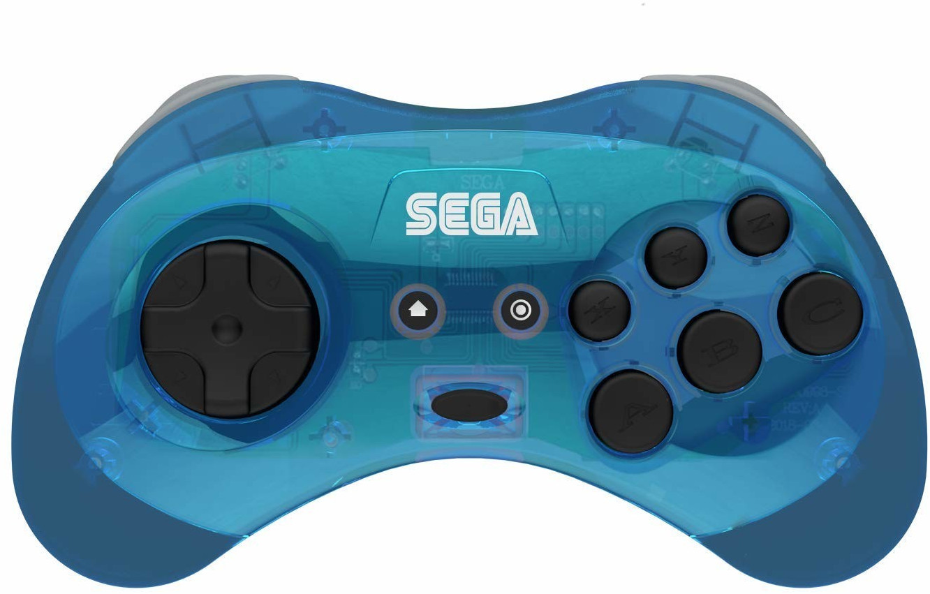 Retro Bit Sega Saturn 8-Button Arcade Pad 2.4GHz Wireless Blue