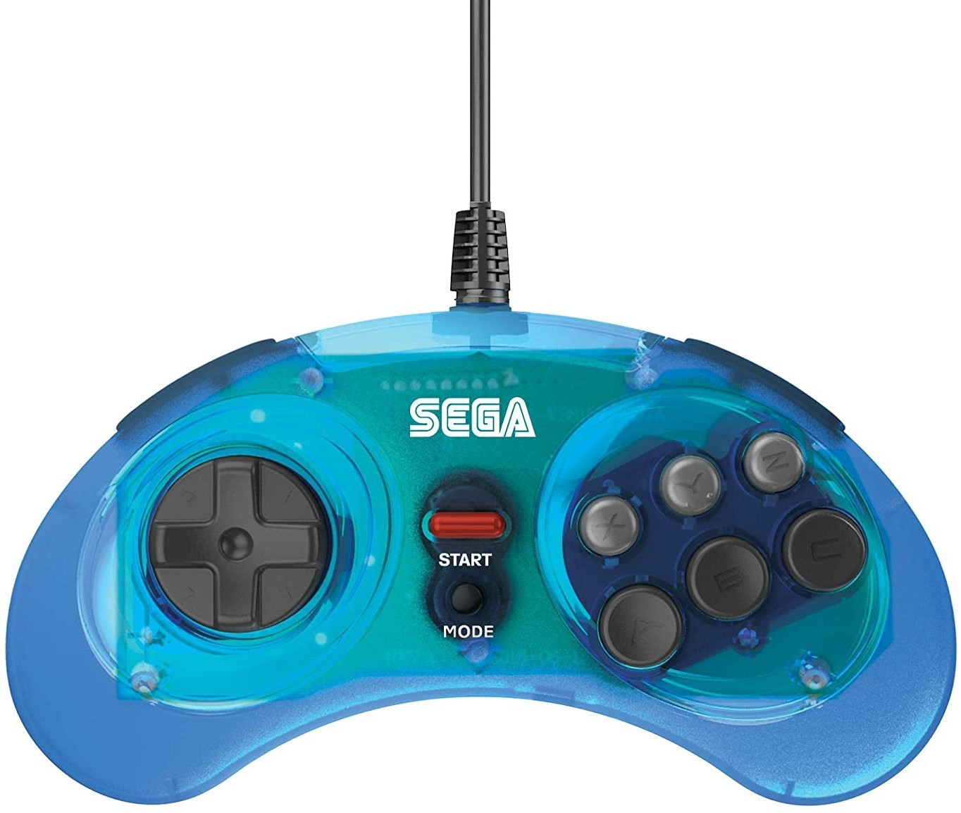 Retro Bit SEGA Mega Drive 8-button Arcade Pad with USB Clear Blue