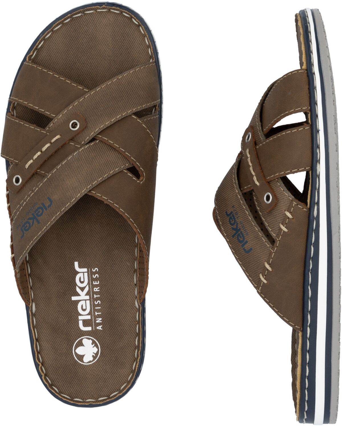 Rieker Heren voorjaar/zomer 21599 slippers, Blauw oceaan denim 14., 40 EU
