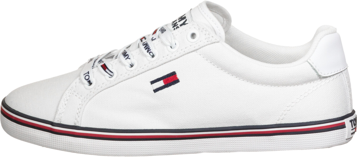tommy hilfiger essential trainer with text logo in white