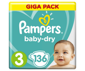 LOT DE 2 - Pampers Baby-Dry Taille 2, 136 Couches, Jusqu’À 12 h De  Protection, 4-8kg