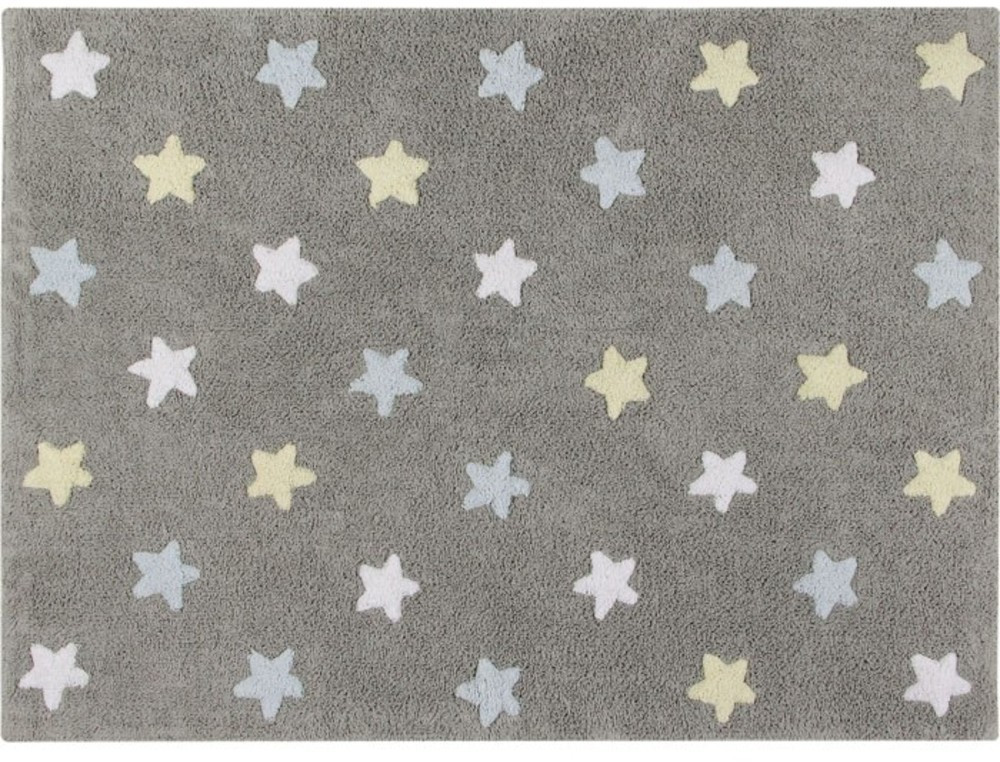 Lorena Canals Grey rug with colorful stars 120x160cm