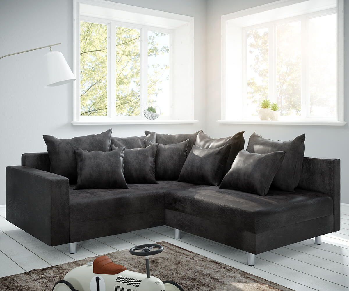 DeLife Clovis with armrest ottoman left anthracite