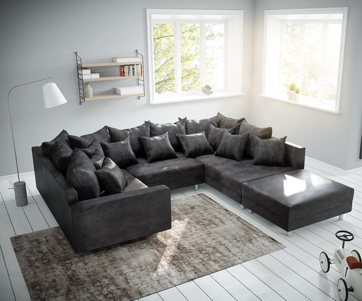 DeLife Clovis with stool/armrest anthracite