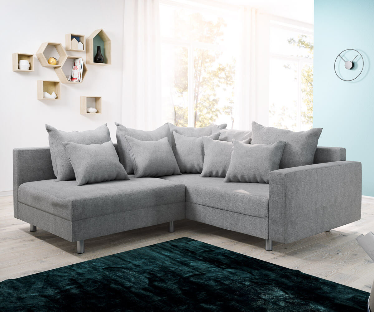 DeLife Clovis flat weave with armrest ottoman right grey