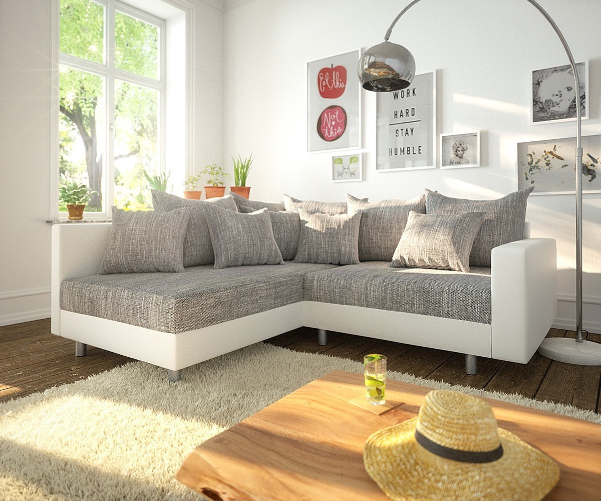DeLife Clovis ottoman left white/light grey