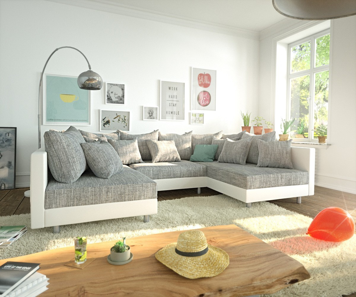 DeLife Clovis es Sofa white/light grey