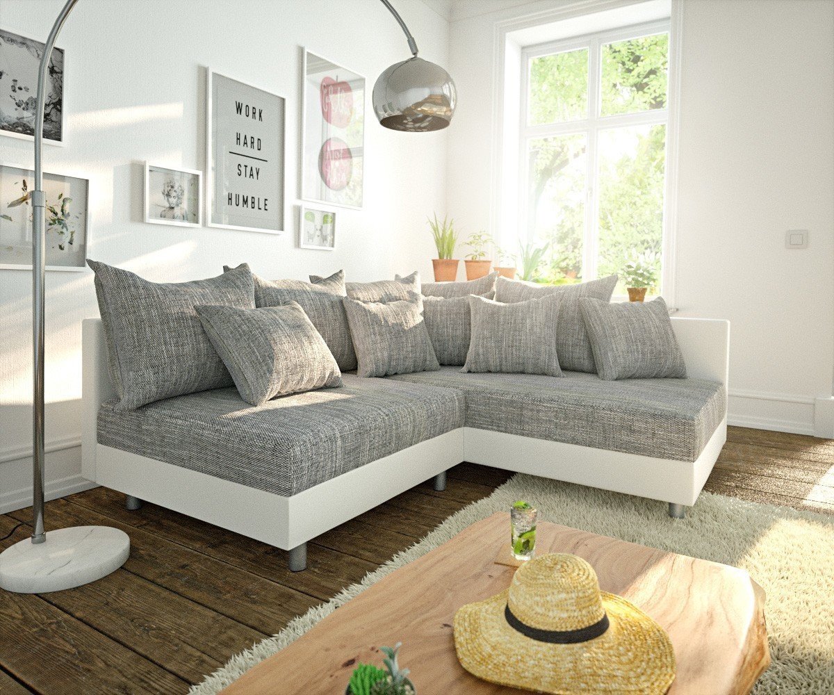 DeLife Clovis ottoman right white/light grey