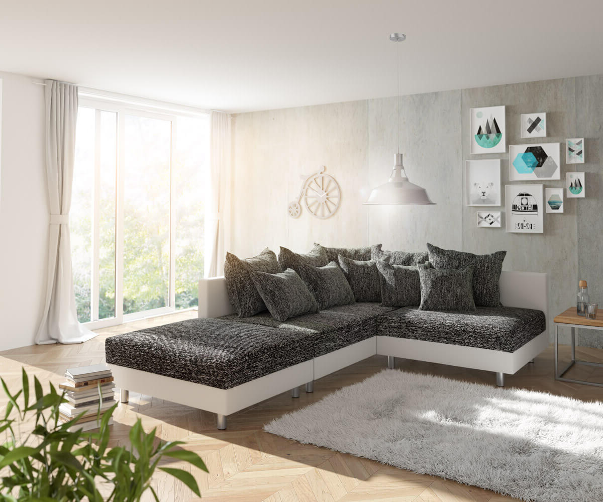 DeLife Clovis with ottoman left white/black