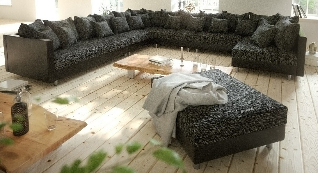 DeLife Clovis XXL ottoman left black