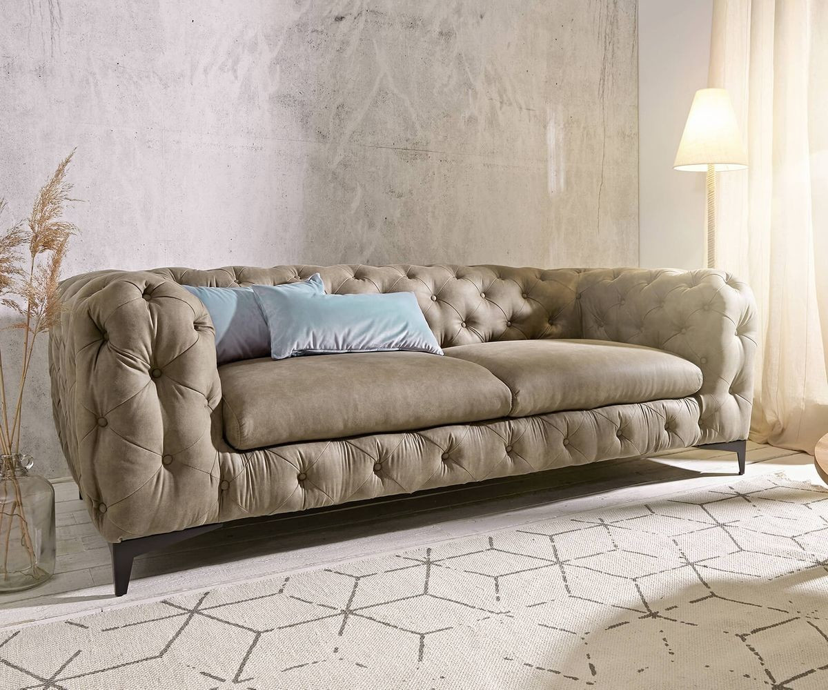 DeLife Corleone 3 seater taupe Vintage