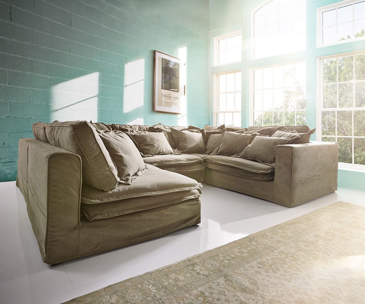 DeLife Sharona 337x234 cm with cushions brown