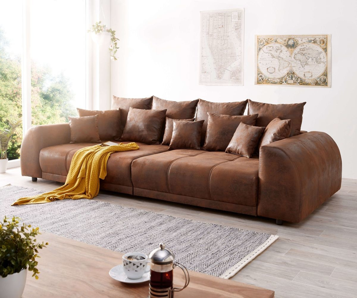 DeLife Violetta 310x135 cm with cushions brown